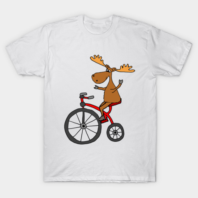 Funny Moose Riding Tricycle Cartoon Original T-Shirt-TOZ